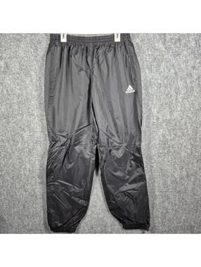 Y2K Adidas Track Pants L Black Team Zip Ankle Windbreaker Joggers Nylon Light